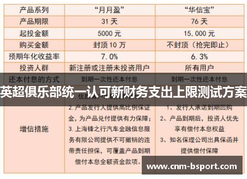 英超俱乐部统一认可新财务支出上限测试方案