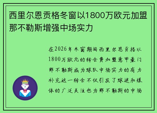 西里尔恩贡格冬窗以1800万欧元加盟那不勒斯增强中场实力 西里尔恩贡格冬窗以1800万欧元加盟那不勒斯增强中场实力