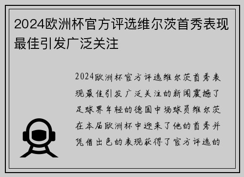 2024欧洲杯官方评选维尔茨首秀表现最佳引发广泛关注